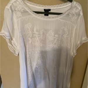 Torrid White Embroidered Top